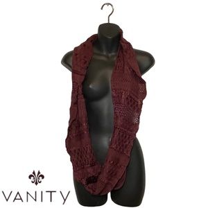 Vanity Scarf Infinity Crochet Burgundy Maroon Scarf Wrap